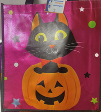 LOT OF 3 HUGE 12x13 HALLOWEEN TREAT PUMPKIN CANDY BAG WITH HANDLES NWT