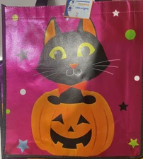 LOT OF 3 HUGE 12x13 HALLOWEEN TREAT PUMPKIN CANDY BAG WITH HANDLES NWT
