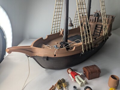 Roue Marron Foncé Playmobil Pour Bateau Pirate 3050 - Pièce Détachée D'occasion