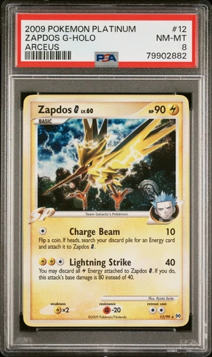 NM 2009 Pokemon Platinum Arceus Zapdos G #12/99 Rare Holo Foil PSA 8