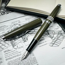 Monteverde Dakota Fountain Pen in Military Green - Extra Fine Point - NEW in Box