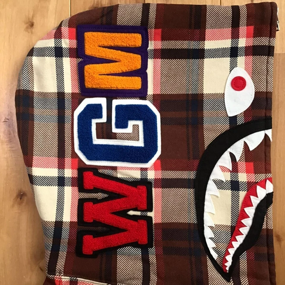 BAPE NFS Limited Check Shark full zip hoodie NIGO A Bathing Ape Size M mens JP!! - Image 4 of 4