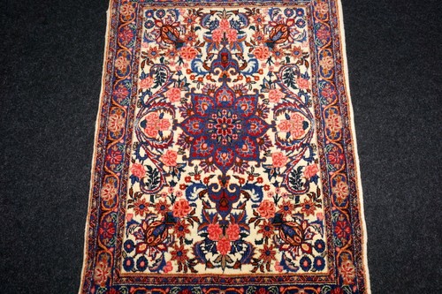 Oriental Rug Bidjar 97 X 69 CM Roses Bijar Beige Persian Carpet Hand Knotted - Bild 3 von 11