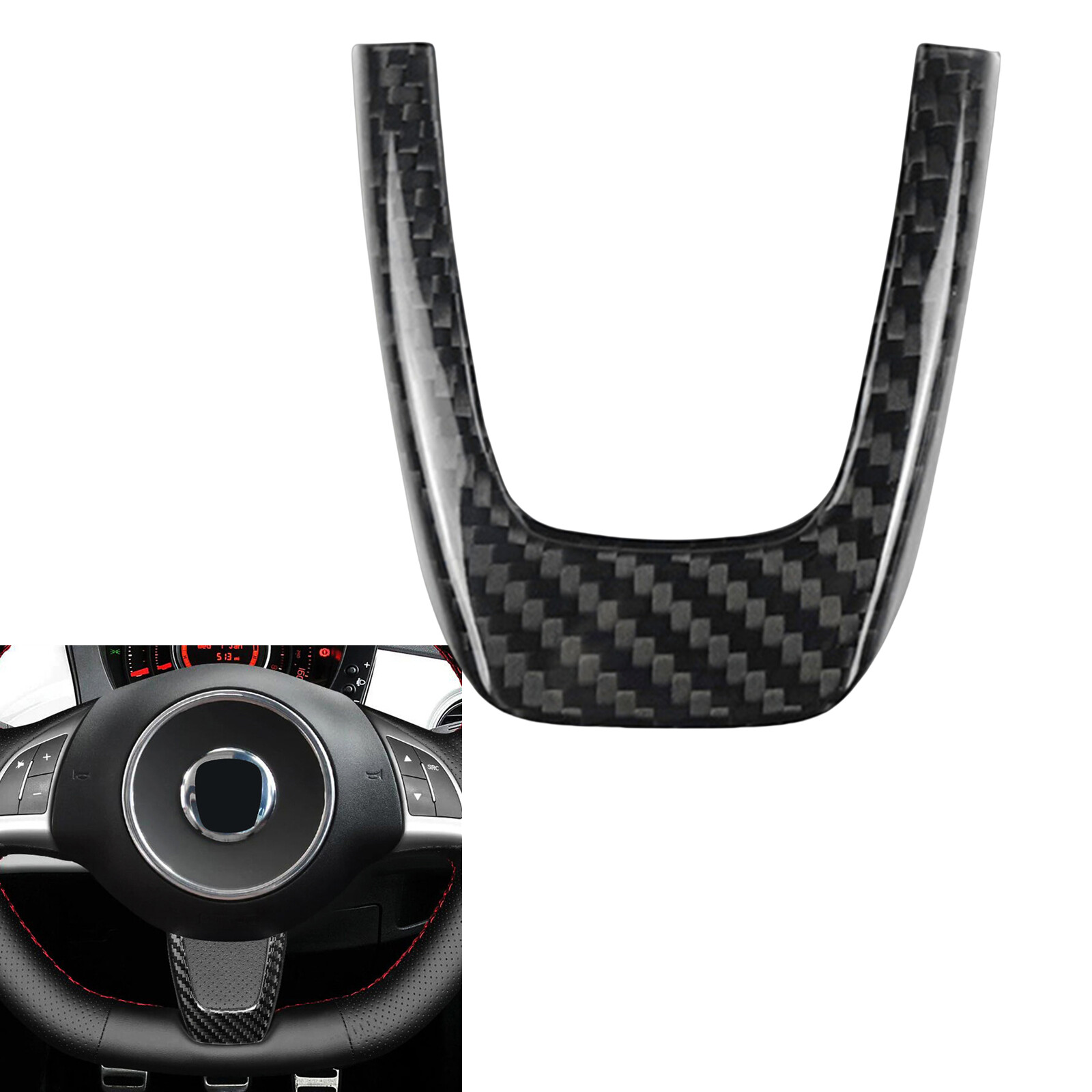 Car Steering Wheel Cover Trim  For Fiat 500 Abarth 595 2012-2015 13 Carbon Fiber