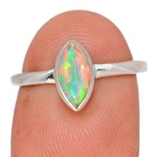 Natural Faceted Ethiopian Opal 925 Sterling Silver Ring Jewelry s.7 CR74908