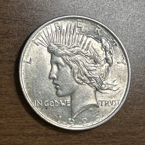 1926-D $1 Peace Silver Dollar AU+