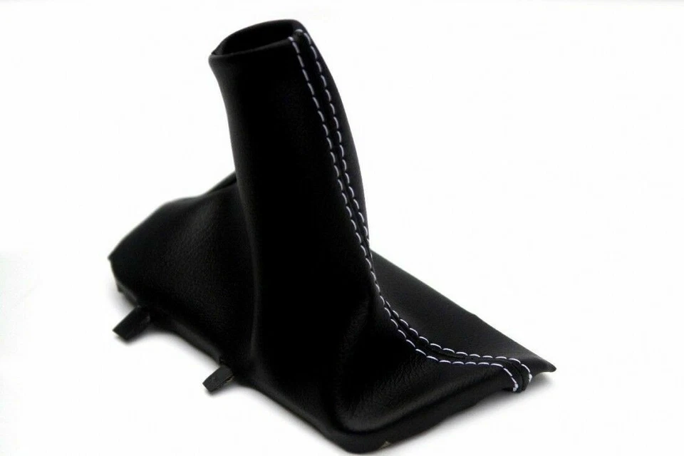 Se adapta a Volvo S60 2005-2008 PVC cuero sintético E freno bota cubierta puntada blanca Foto 3 de 4