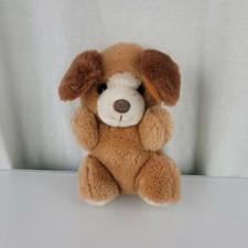 Vintage Russ Stuffed Plush Puppy Dog Small Brown Tan White 560 Small 6"