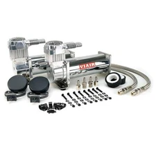 VIAIR 444C DUAL PACK CHROME AIR RIDE BAG SUSPENSION COMPRESSOR PUMP TRAIN ROD