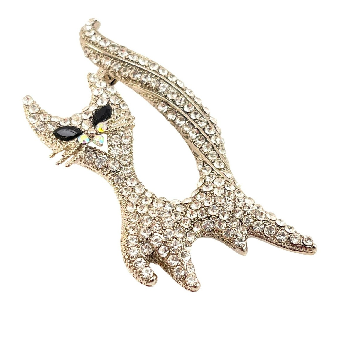 Vintage Style Retro Cat Rhinestone brooch, Kitten brooch