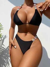 Chain Linked Halter Bikini Swimsuit Set Size Small NEW