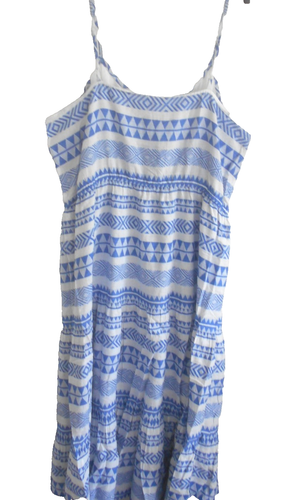“F&F” GORGEOUS STRAPPY BLUE & WHITE TIERED COTTON MAXI DRESS SIZE 22 – NEW!!! - Picture 5 of 8