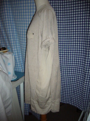 COS Pullover Beige Gr. M Oversized Kurzarm Brusttasche, Leinen und Seide 