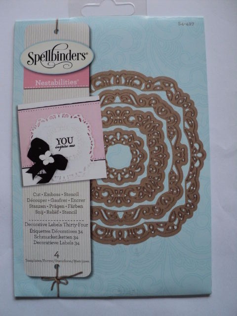 SPELLBINDERS NESTABILITIES DECORATIVE LABELS THIRTY FOUR (4 DIES) S4-427BNIP