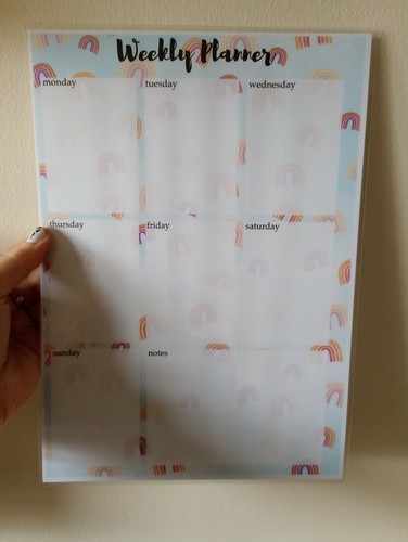 Handmade, A4, Weekly Planner, Laminated, Wipe clean, Patterned, rainbow - Picture 4 of 4