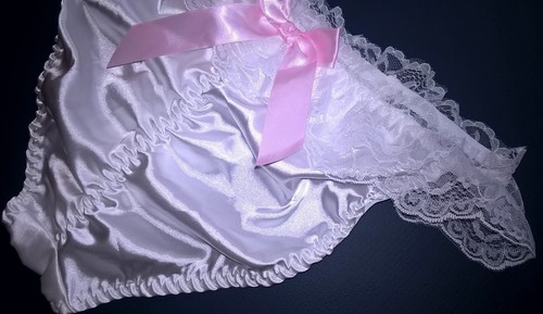 Sexy White Satin Scrunch Bum Women's Panties Knickers Sissy TV CD 34" - 38" + - Picture 12 of 14