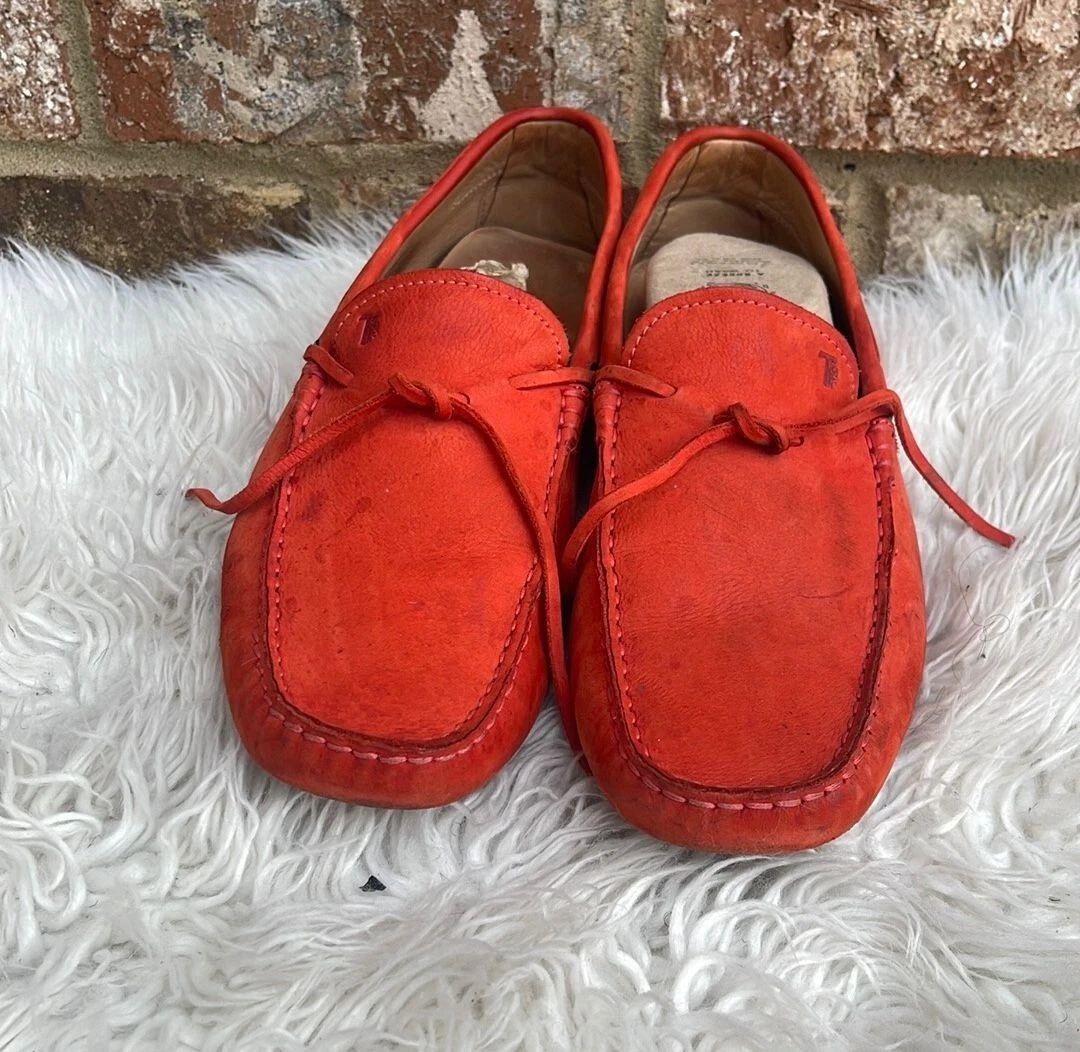 TOD’S Scarpe mocassini da guida Tod's da uomo in pelle scamosciata nabuk arancione taglia 9