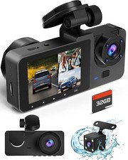 Azacvb Three Channels 4K HD Dash Cam for Cars 170  Wide Angle Full UHD 32GB Card