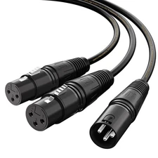5 Feet XLR Y-Splitter Cable Dual Female XLR to Male XLR Mic Combiner Cord