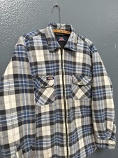 Vintage Y2K Dickies Insulated Men s Cotton Zip Flannel Shirt Size Large Blue