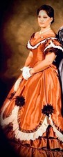 Civil War era ballgown/costume; size 6/8; teffeta; with all accessories