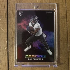 Zay Flowers 2023 Obsidian #6 Black Color Blast /(SSP) Rookie