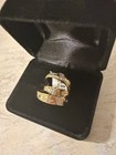 14kt Yellow Gold Princess Cut Clear Diamond Engagement/Wedding Ring Set Sz 7  — photo 7