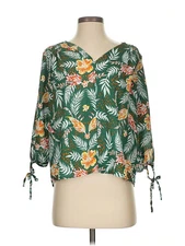 Collective Concepts Women Green 3/4 Sleeve Blouse XS
