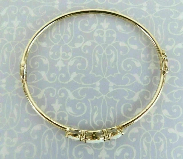 4CT Oval Lab Created Fire Opal Women's Bangle Bracelet 14K Yellow Gold Plated - Image 2 of 3