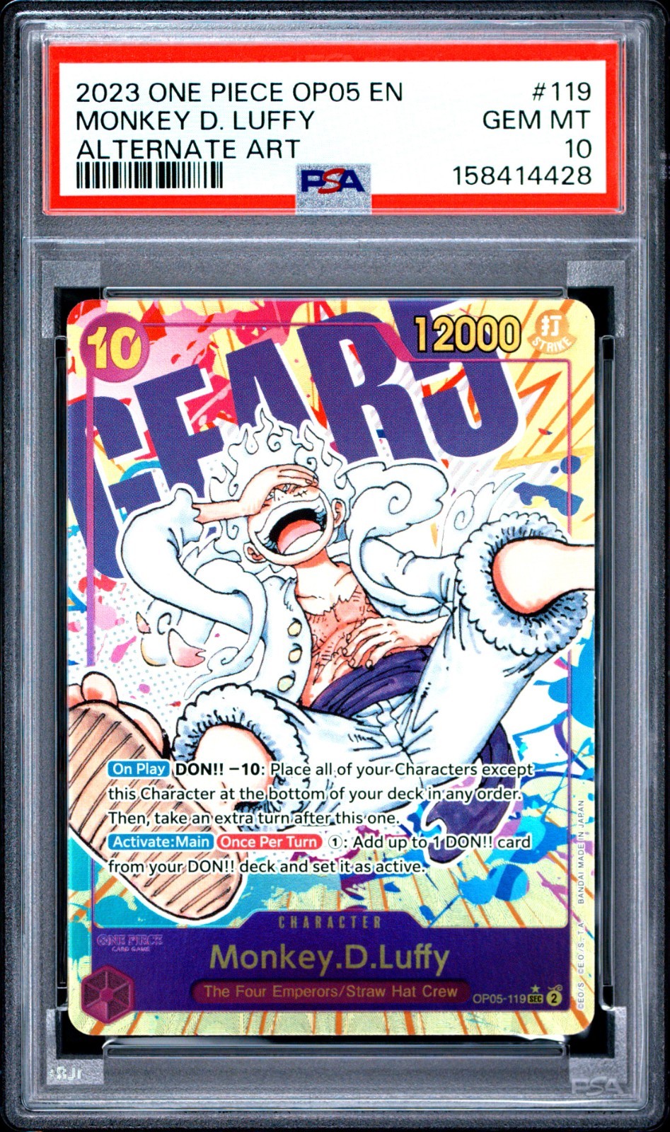 2023 One Piece OP05 EN Monkey D Luffy Alternate Art #119 PSA 10 GEM MINT