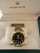 Rolex Oyster Perpetual Day-Date 18238 Yellow Gold Black Dial Diamond, Box Papers