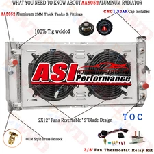 ASI 3 Row Radiator Shroud Fan For Buick LeSabre Pontiac Bonneville 3.8L 00-2005