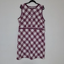 Liz Claiborne Women's Rose Checkered Sleeveless Dress Size 18  MSPR $74