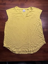 Cabi Women  s Yellow Sleeveless Relaxed T Shirt Tee Sz Large