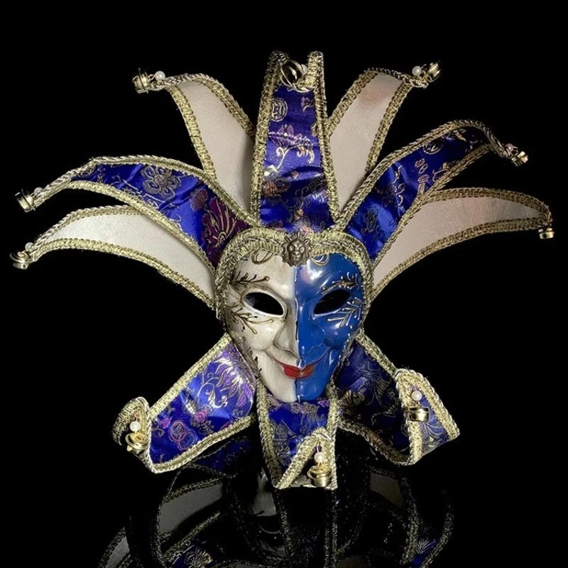 Luxury Jester Joker Venetian Masquerade Costume Halloween Party Props Mask Gift - Image 3 of 4