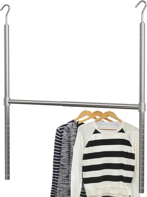 Simple Houseware Adjustable Closet Hanging Rod, Chrome 1 Pack, 