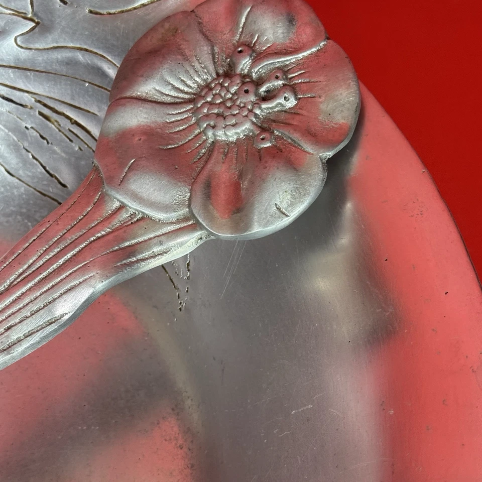 Vintage Mariposa large silver serving salad bowl with utensils - Image 3 of 4