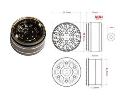 UDIRC Metallradnabe Version A UCX24-P088A 
