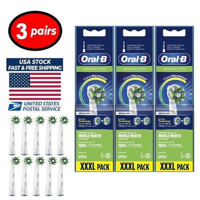 Oral B Cross Action Electric Toothbrush Replacement Heads, 10 Count x 3 Pairs