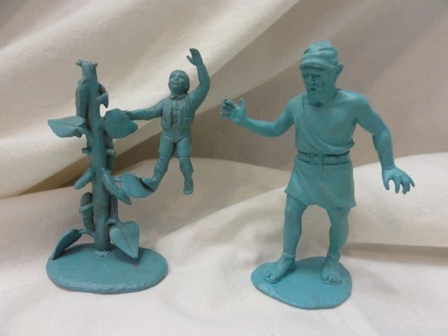Vintage MARX Nursery Rhyme Plastic Figures Jack and the Bean Stalk & Giant BLUE