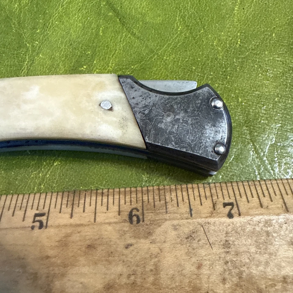 Vintage 1960’s Alaska Made Damascus Steel Single Clip Point Lockback Knife - Image 2 of 4