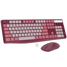 Wireless Keyboard and Mouse Combo, 2.4G Full-Sized Ergonomic Keyboard Mouse, ...