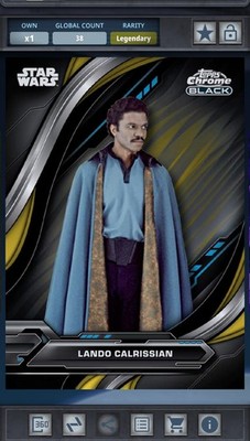 Topps Digital Star Wars Card Trader Chrome Black Gold Lando Calrissian 50cc!!