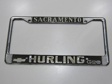 De colección Hurling Chevrolet Sacramento CA Metal Placa Marco Etiqueta Soporte Distribuidor