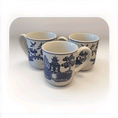 Blue Willow Johnson Bris. Set Of Three Coffee Mugs Modern Imprint