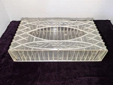 VINTAGE MCM Plastic Crystal Cut Floral Lattice Tissue Box Holder Clear 2 Pc A905