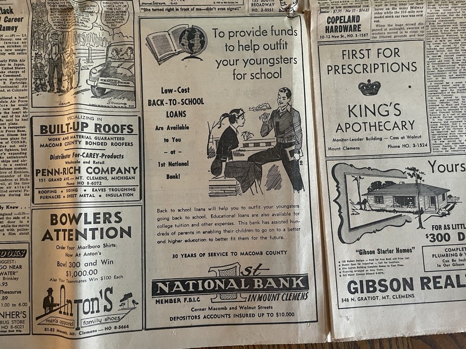 Vintage 1956 Monitor Leader Newspaper Mt Clemens Mi | eBay
