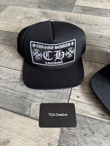 Chrome Hearts CH HollyWood Trucker Cap London Exclusive “Black/Black” - One Size - Picture 2 of 9