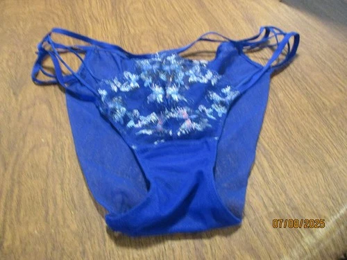 Victoria Secret Very Sexy Blue Butterfly Embroidery Strappy Bikini Size XL NWT