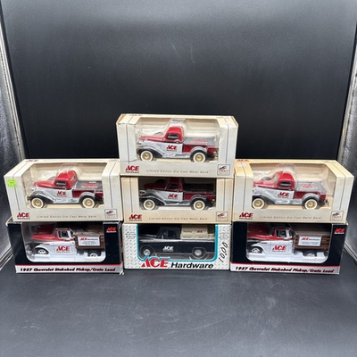 #ad Ace Hardware Lot of 7 Limited Edition Diecast Metal Bank Trucks New Old Stock $116.99